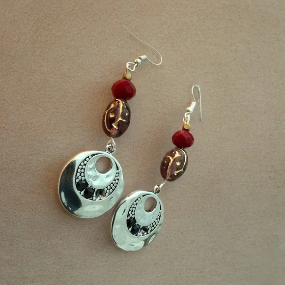 TERRA GEMMS Studio Series Sterling Silver Red & Plum Earrings - Picture 3 of 4